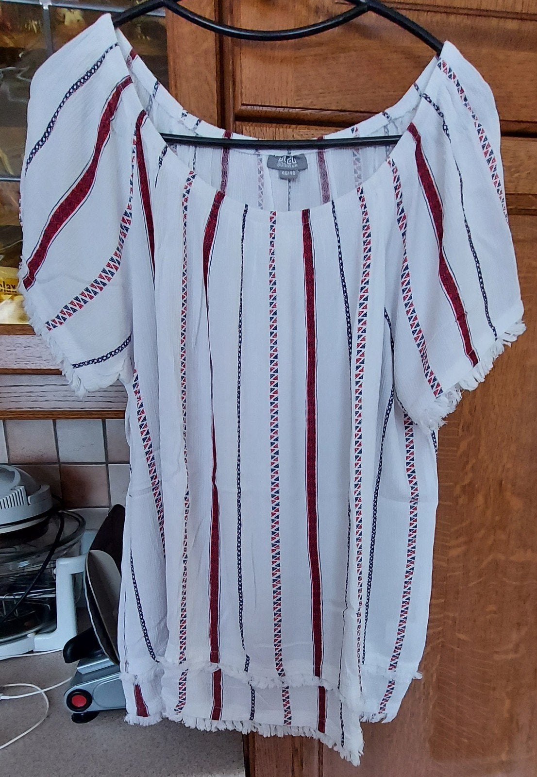 blouse blanche et rouge 46 48, Ophalen of Verzenden, Rood