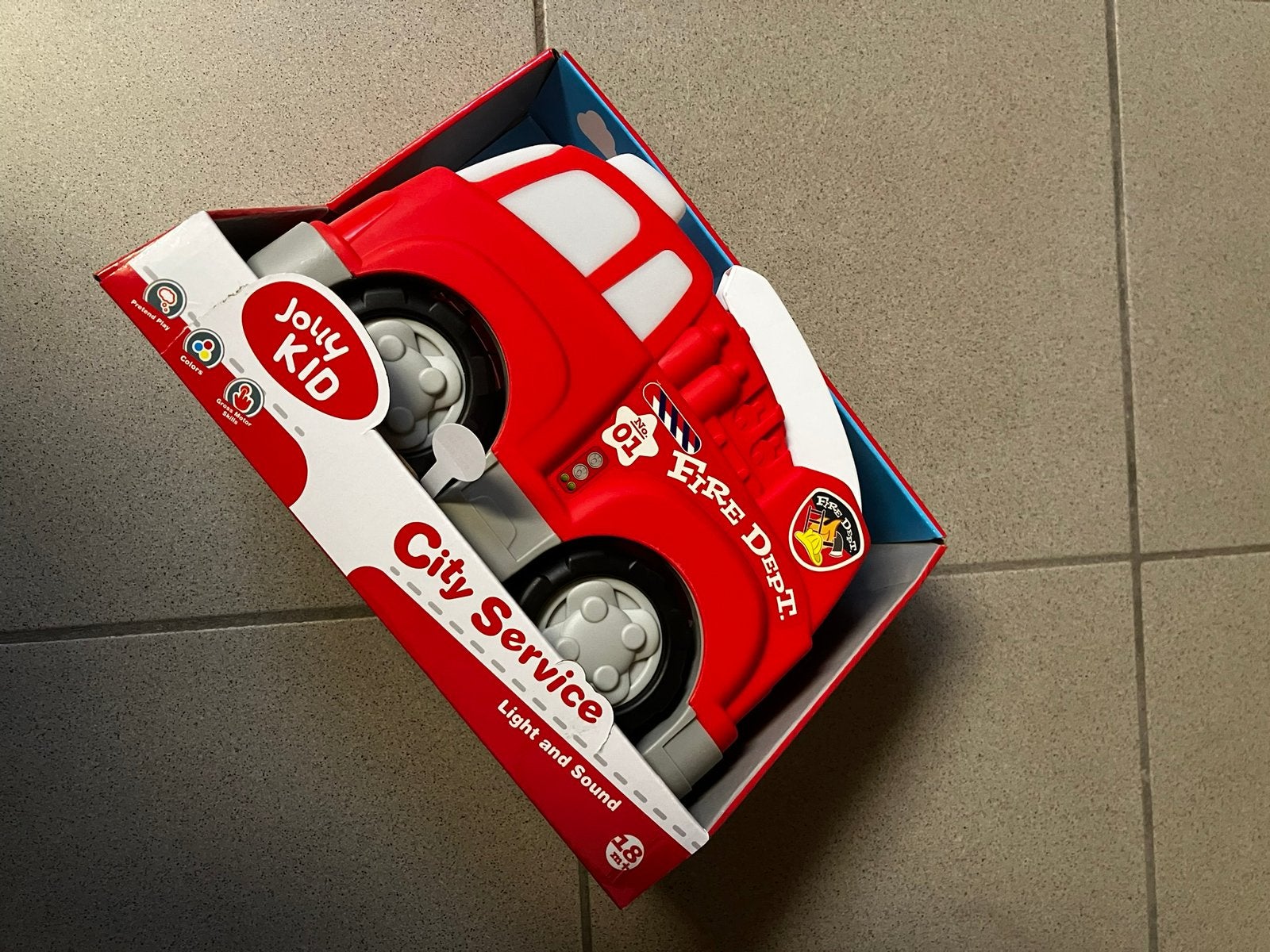 Nieuw Jolly kid brandweerwagen licht en geluid 18m, Kinderen en Baby's, Ophalen of Verzenden, Nieuw