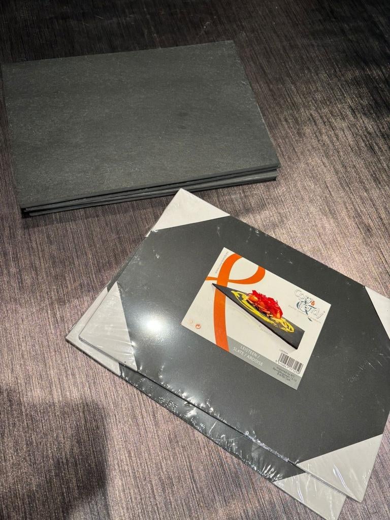 6 leisteen borden, Ophalen, Zo goed als nieuw, Bord(en)