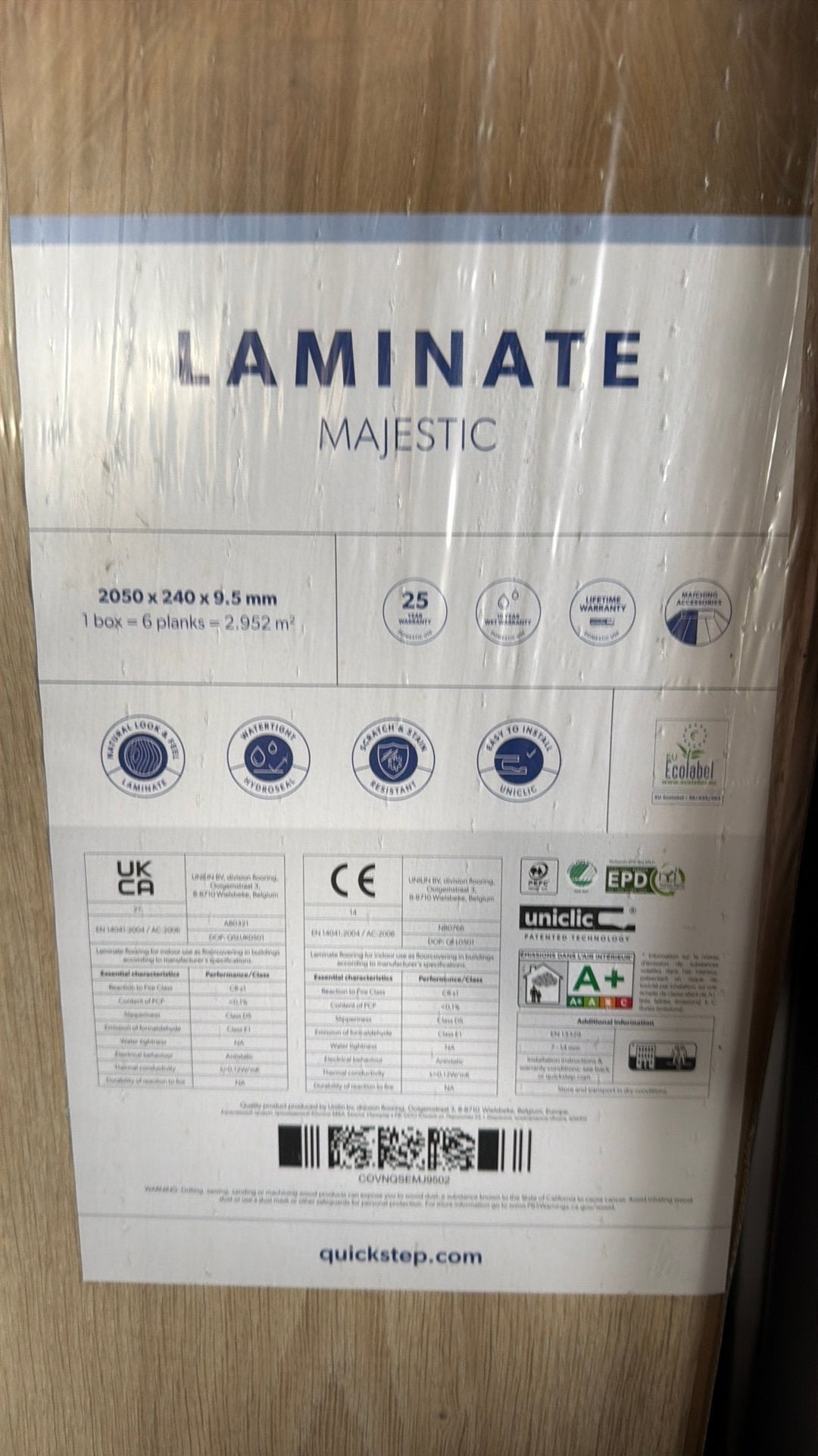 Quick step laminaat nieuw in de verpakking en ondervloer, Ophalen, Zo goed als nieuw, Laminaat