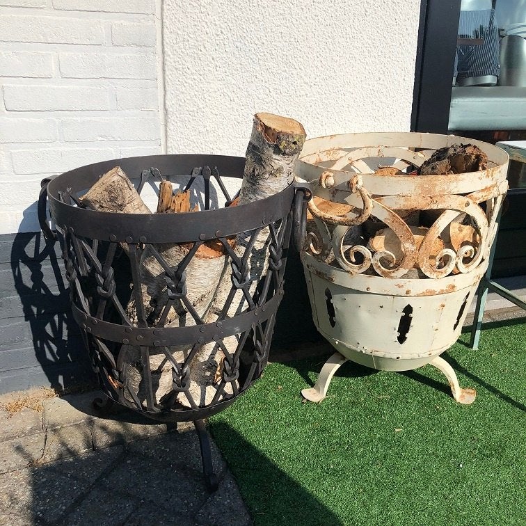 Unieke MASSIEF GESMEDE Vuurkorf Houtkorf zwaar smeedijzer, Tuin en Terras, Ophalen of Verzenden, Nieuw, Vuurkorf