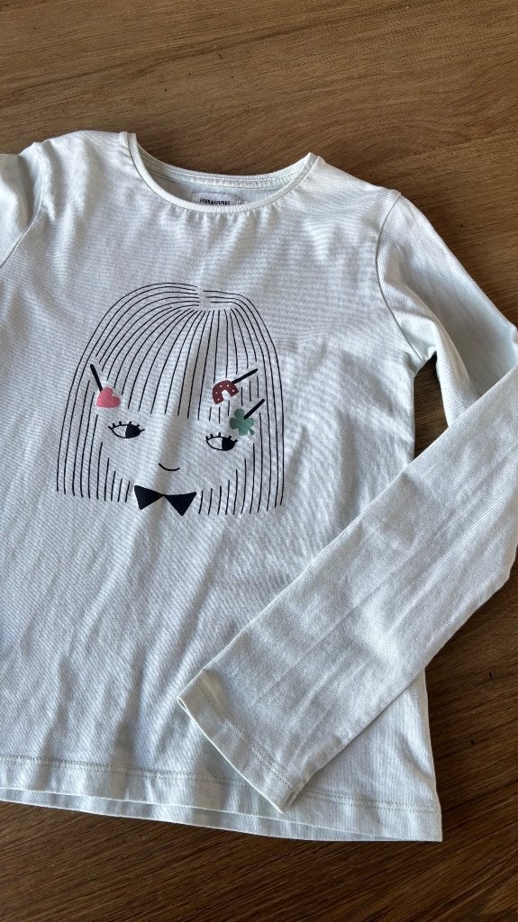 Longsleeve mint 140, Meisje, Ophalen of Verzenden, Zo goed als nieuw, Shirt of Longsleeve
