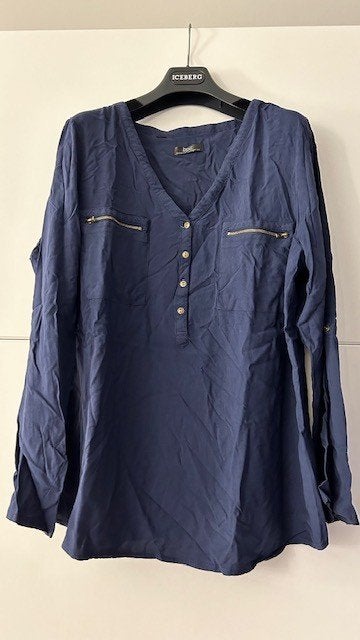 BPC donkerblauwe blouse met lange mouwen, Kleding | Dames, Blouses en Tunieken, Blauw, Maat 46/48 (XL) of groter, Ophalen of Verzenden