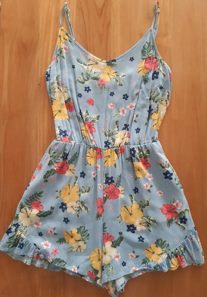Blauwe korte jumpsuit C&A Clockhouse, small (S), Ophalen, Blauw, Clockhouse C&A, Maat 36 (S)