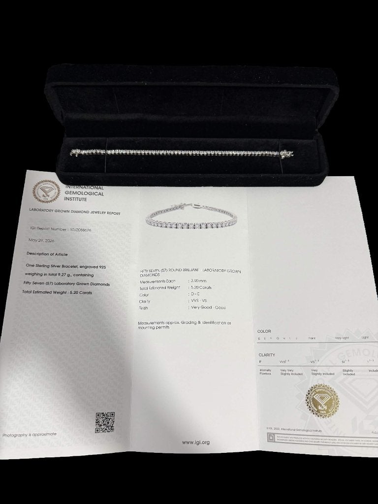 Diamanten Tennis Armband 925 Zilver - 5.20ct - 17.50 cm, Ophalen of Verzenden, Zo goed als nieuw, Met edelsteen, Zilver