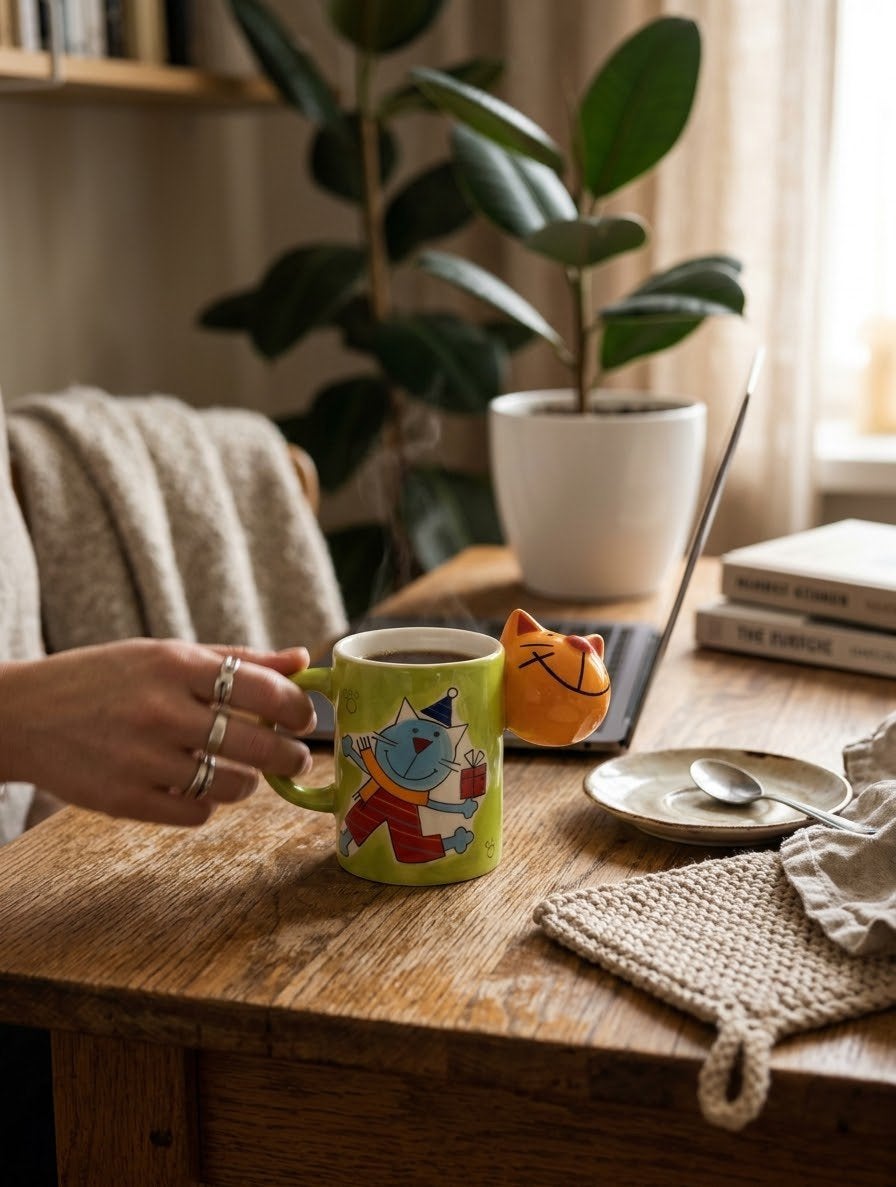 Tasse en céramique peinte à la main Jodi-NV 3D, Enlèvement ou Envoi