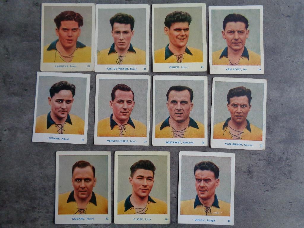 Voetbal prenten BELGIAN CHEWING GUM CY ANNO 1951/52  11x, Verzenden