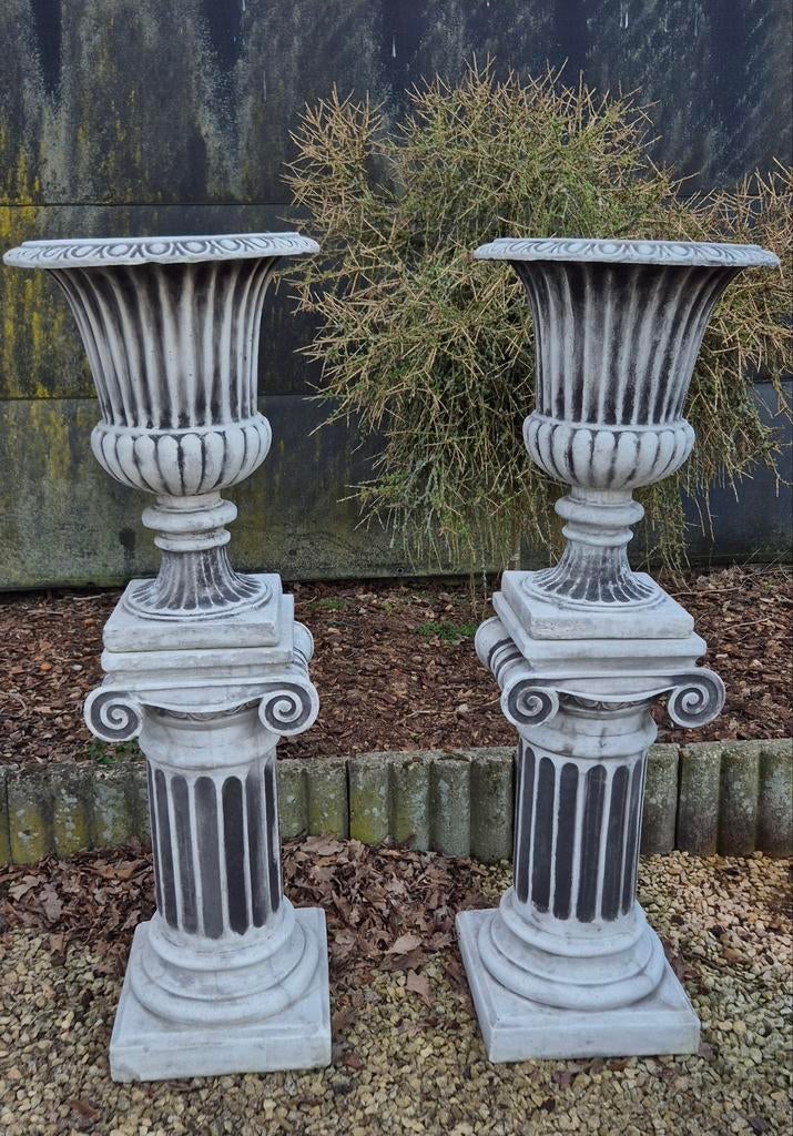 Beton bloempotten met zuilen, Ophalen, Nieuw, Beton, 40 tot 70 cm