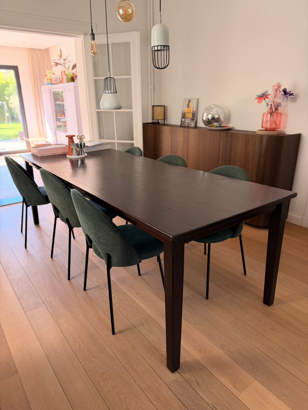 Kersenhouten eettafel, Ophalen, Gebruikt, 200 cm of meer, 50 tot 100 cm