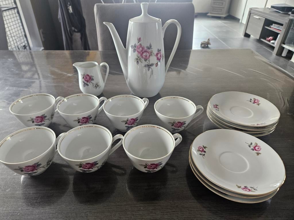 Colditz Koffieservies met roze bloem, Ophalen
