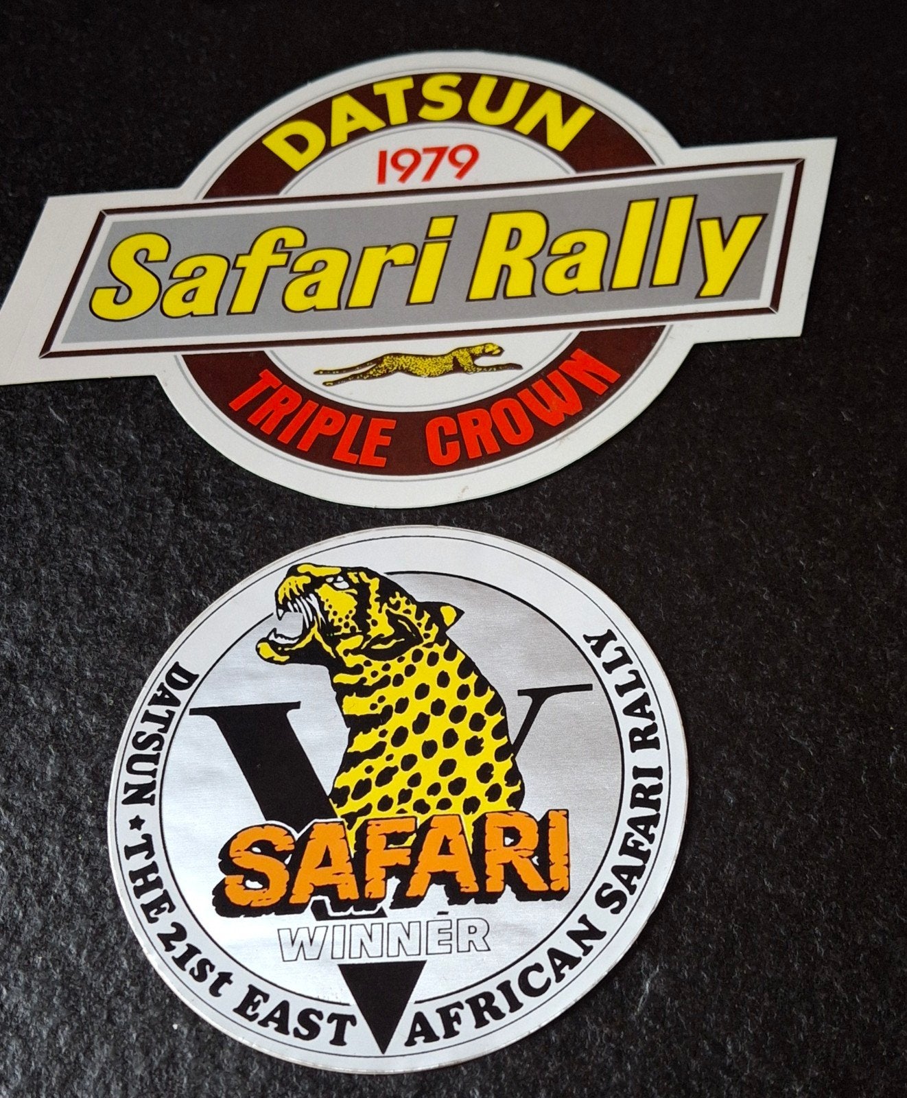 Lot stickers autorally Safari rally Datsun 1979, Verzamelen, Ophalen of Verzenden, Zo goed als nieuw, Auto of Motor