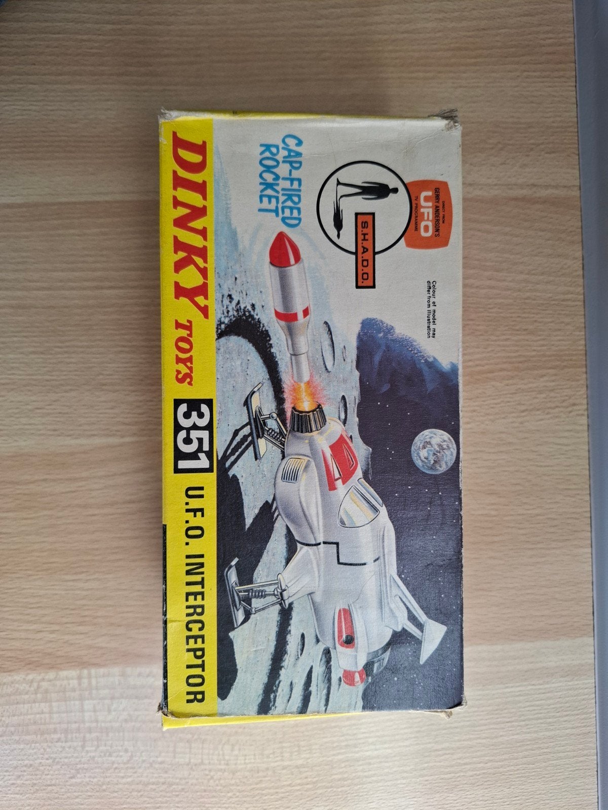 Dinky Toys 351 U.F.O. Interceptor (1st Iss. Picture Flap Box, Ophalen of Verzenden, Gebruikt