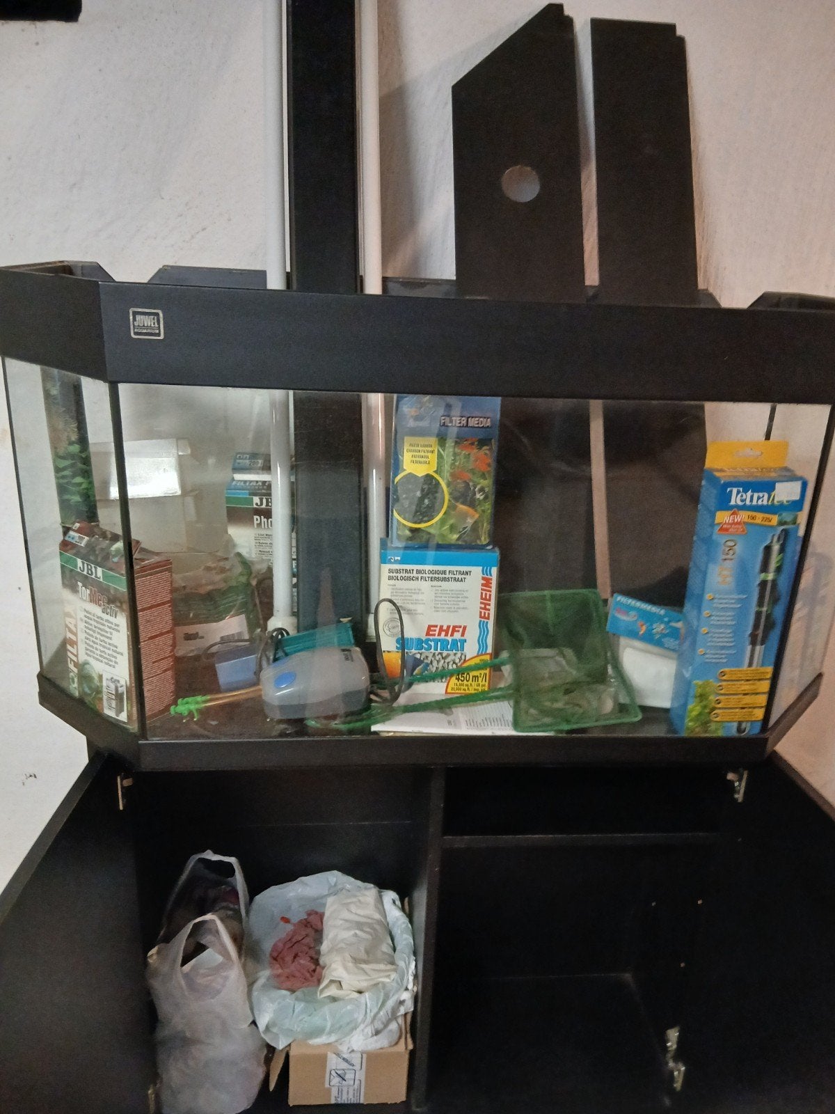 Aquarium 50x100 +kast zwart 69x85 +toebehoren, Dieren en Toebehoren, Vissen | Aquaria en Toebehoren, Ophalen
