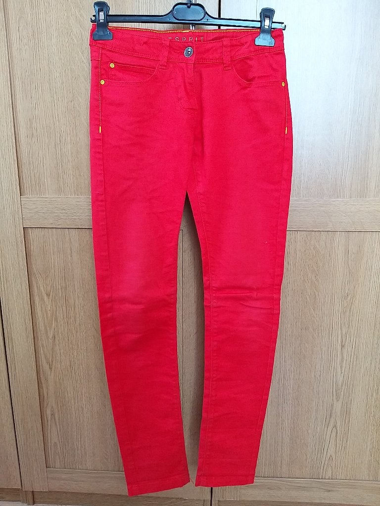 Esprit jeans rouge coutures jaunes 14 ans unisexe mixte, Enfants & Bébés, Pantalon, Garçon ou Fille, Enlèvement ou Envoi, Comme neuf