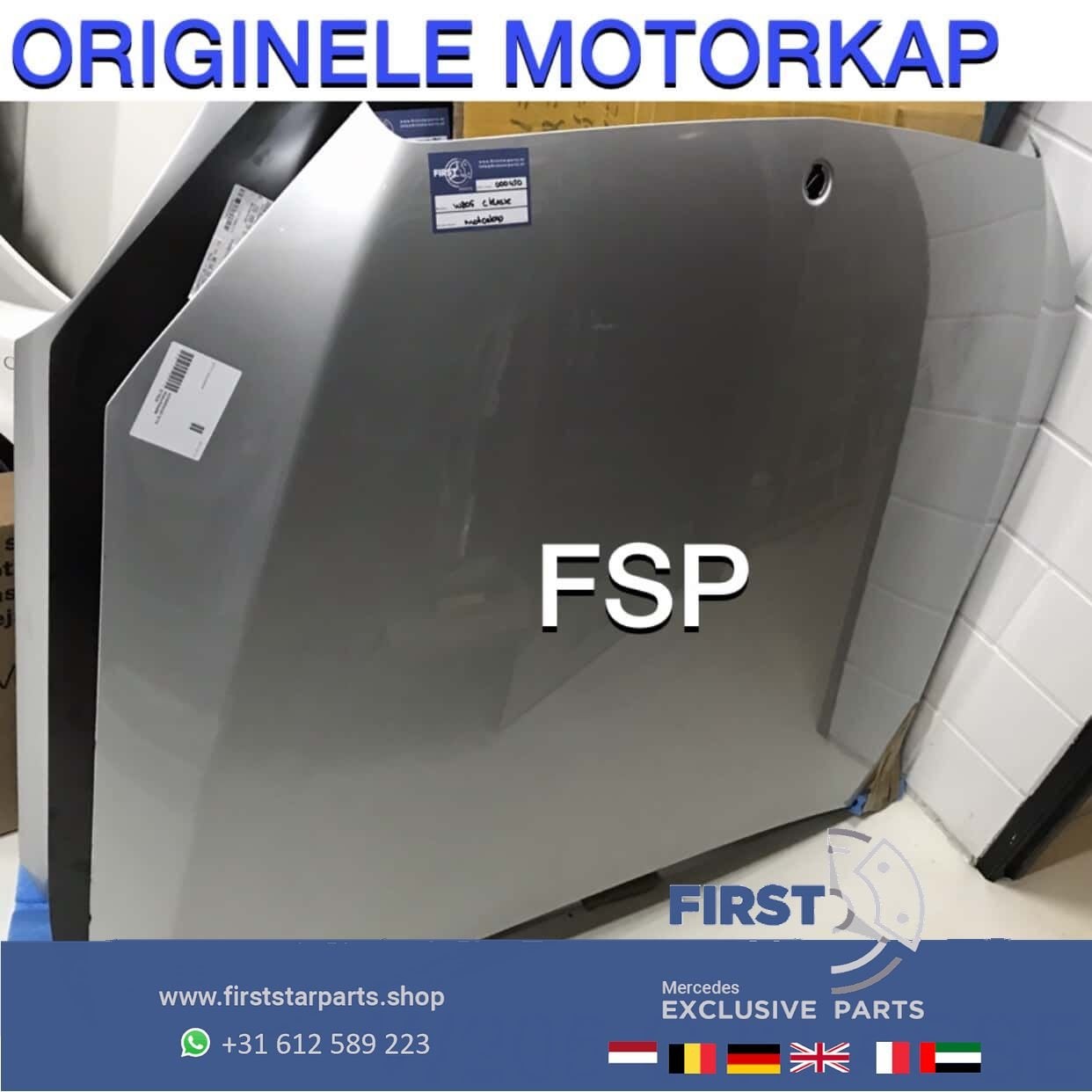 W205 C205 MOTORKAP Mercedes C Klasse 2014-2020 ZWART WIT GRI, Utilisé, -, Capot moteur, Avant