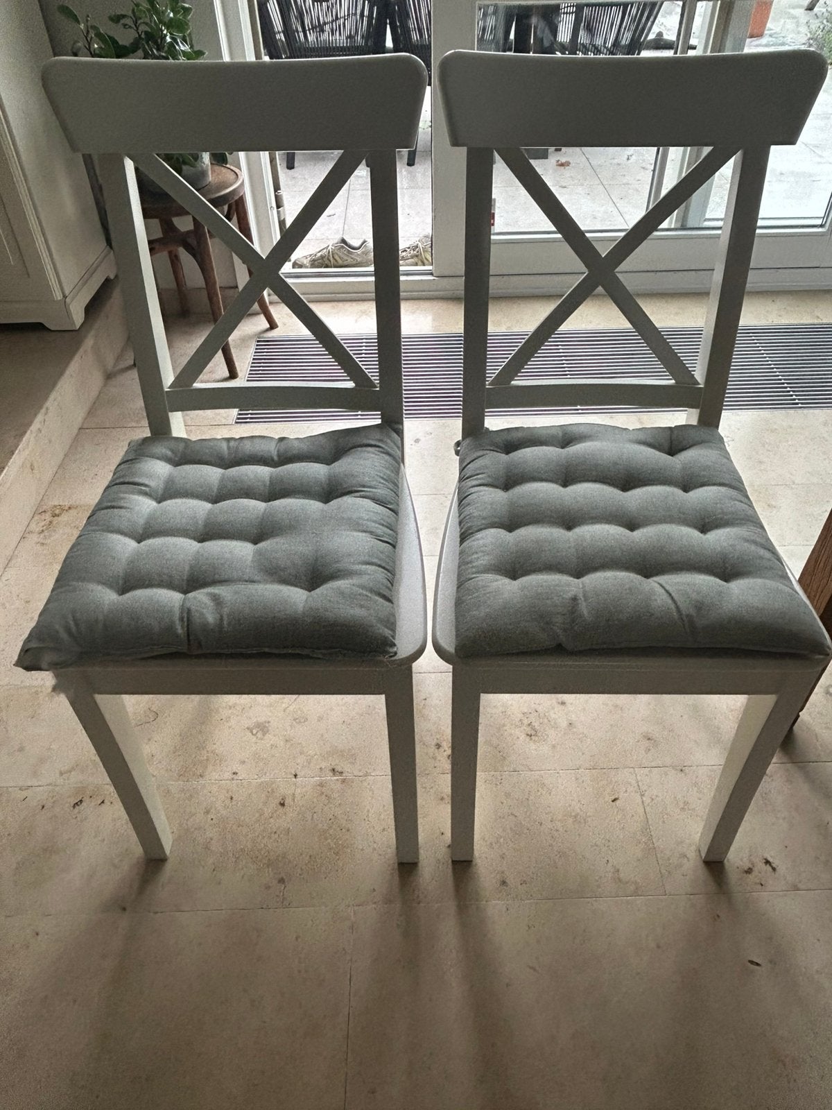 6 IKEA ROSENTORP eetkamerstoelen in het wit, Ophalen, Gebruikt, Wit, Vijf, Zes of meer stoelen