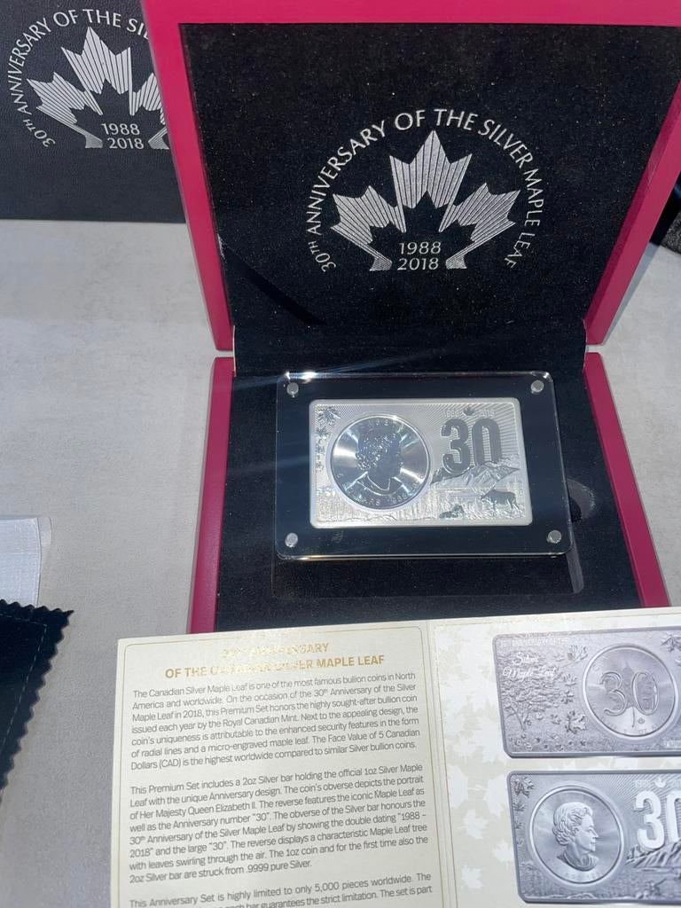 Maple leaf  lingot qualite bu rare coffret 999, Ophalen, Zilver