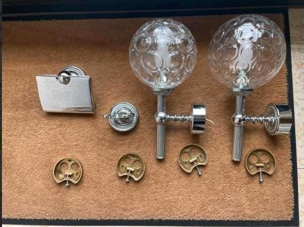 vintage set wandlampen 70er jaren badkamer, Ophalen, Huis en Inrichting