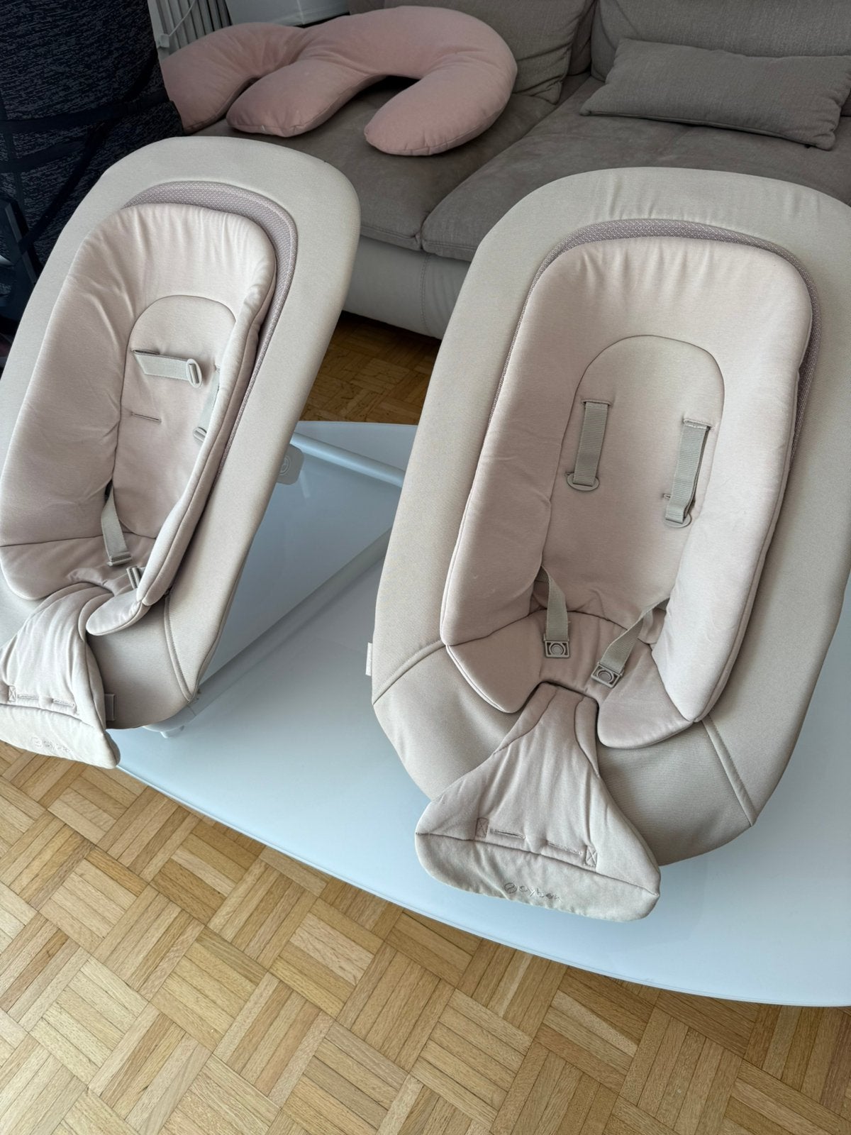 2 Cybex babywipstoeltjes – Beige, Ophalen, Zo goed als nieuw