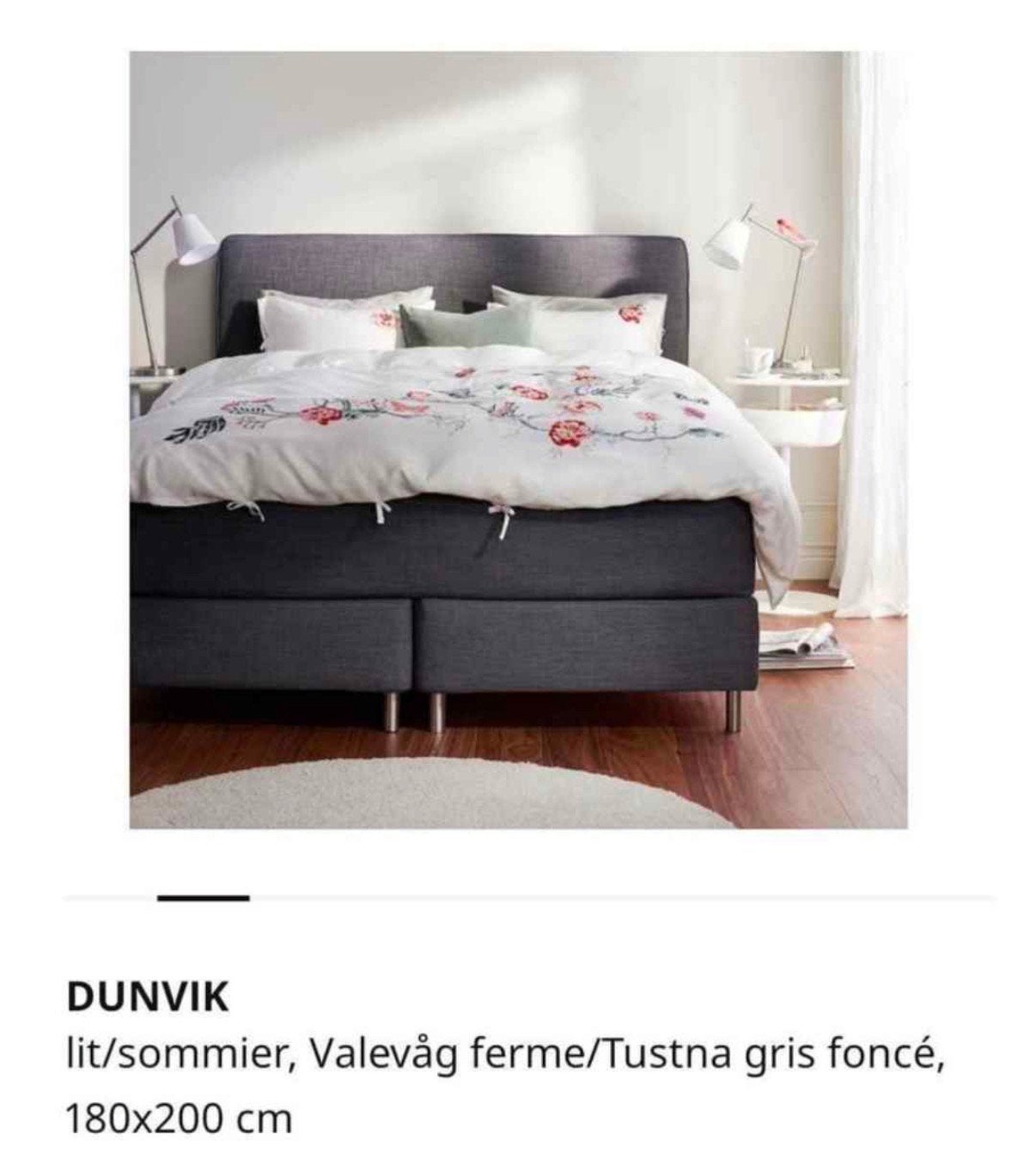 HOUSSE DUNVIK 180x200, Maison & Meubles, Chambre à coucher | Lits, Comme neuf, Gris, Enlèvement