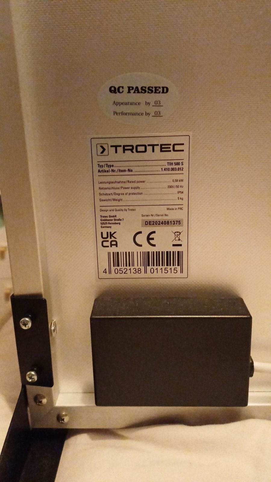 Trotec infrarood verwarmingspaneel, Ophalen, Nieuw