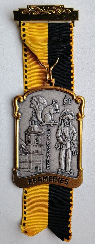 Médaille Gilles Paysans de Frameries - Gravue métal + Ruban, Enlèvement ou Envoi, Neuf