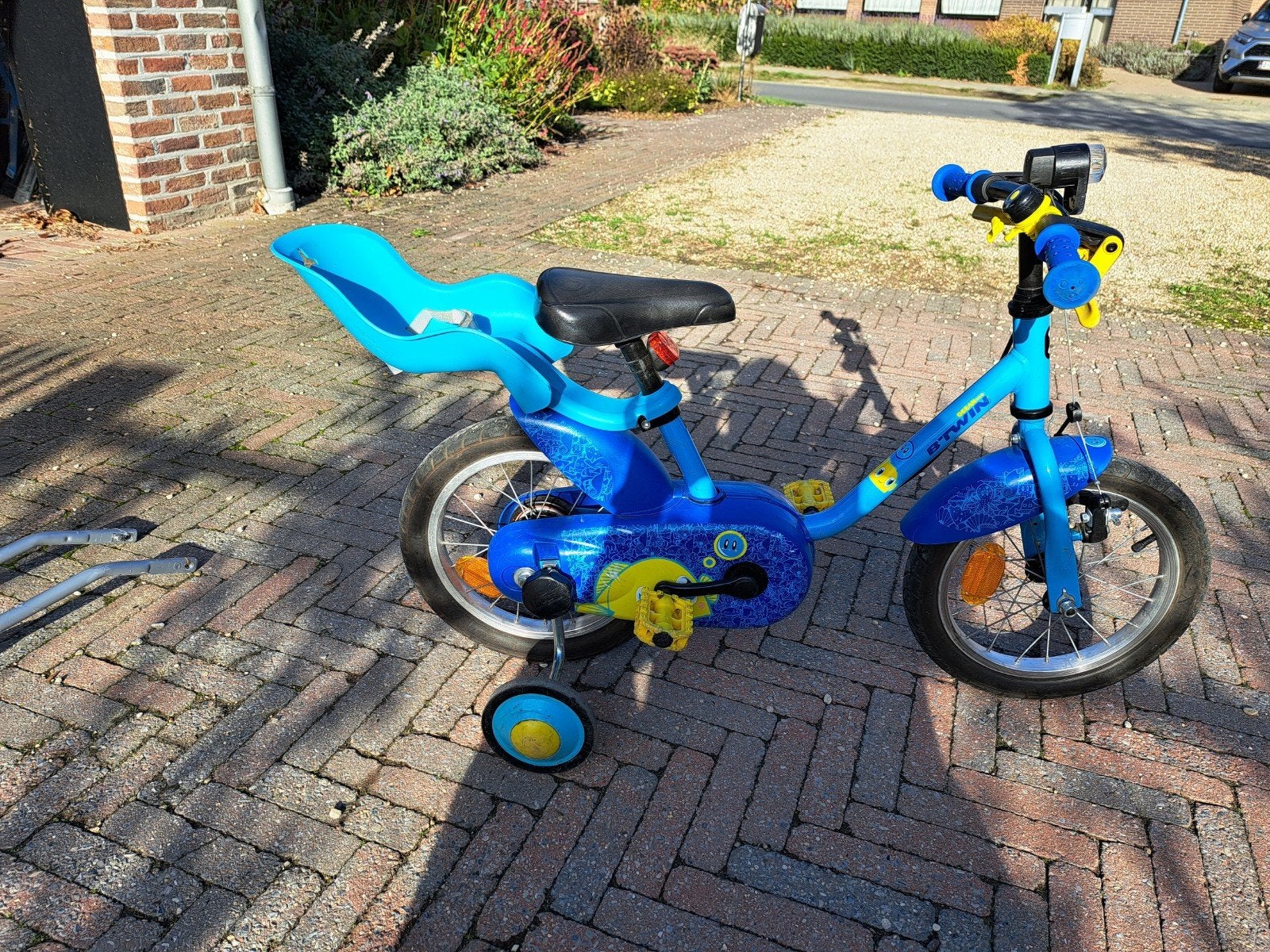 kinderfiets 14 inch blauw Btwin, Fietsen en Brommers, Ophalen, Zijwieltjes, Gebruikt, Minder dan 16 inch