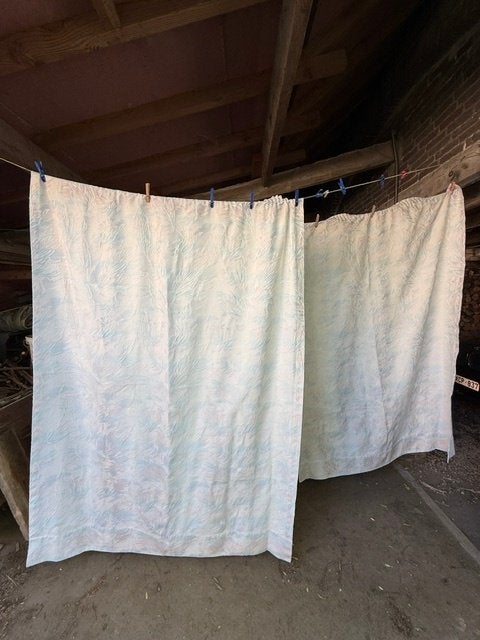 2 overgordijnen om op te hangen met haakjes, Huis en Inrichting, Ophalen, Gebruikt, Roze