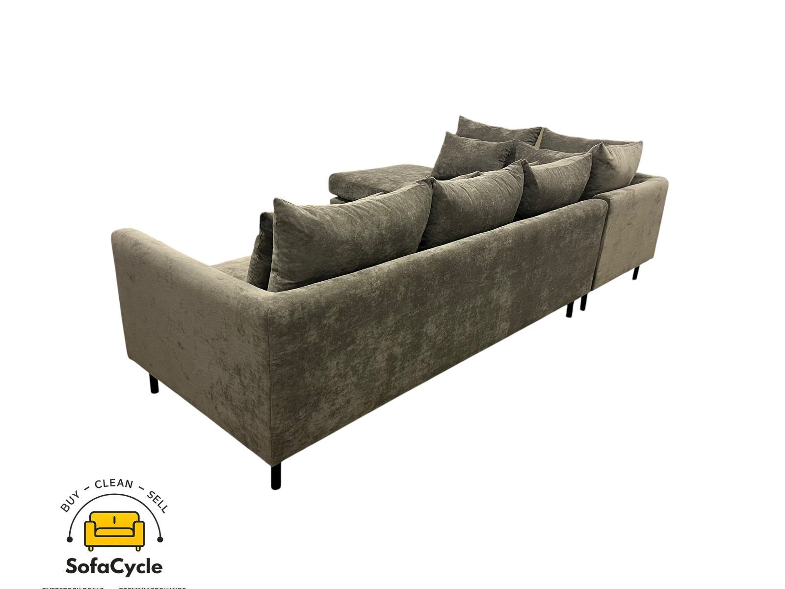 Grande chaise d'angle en tissu anthracite, — overstock, Enlèvement ou Envoi, Comme neuf, SofaCycle, Info@sofacycle.be