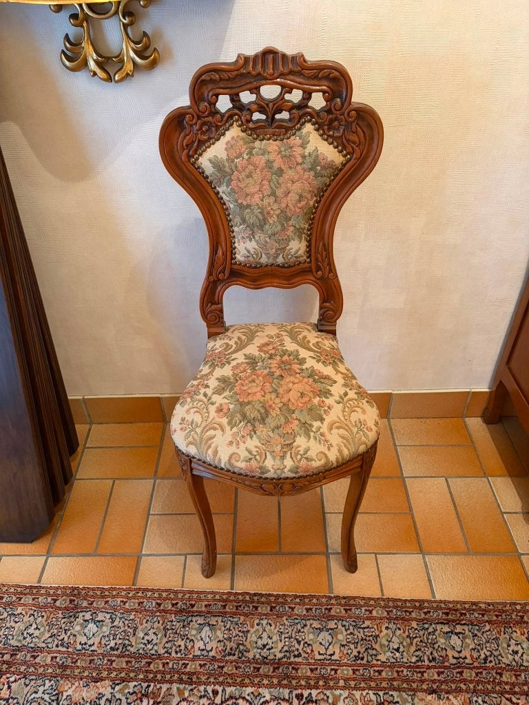 Élégante chaise baroque en bois avec tissu gobelin, Maison & Meubles, Chaises, Enlèvement, Tissus