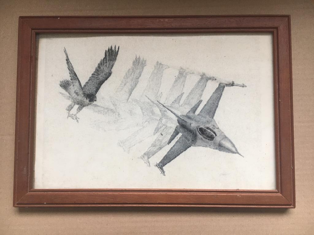 Kader met F-16 tekening., Ophalen of Verzenden