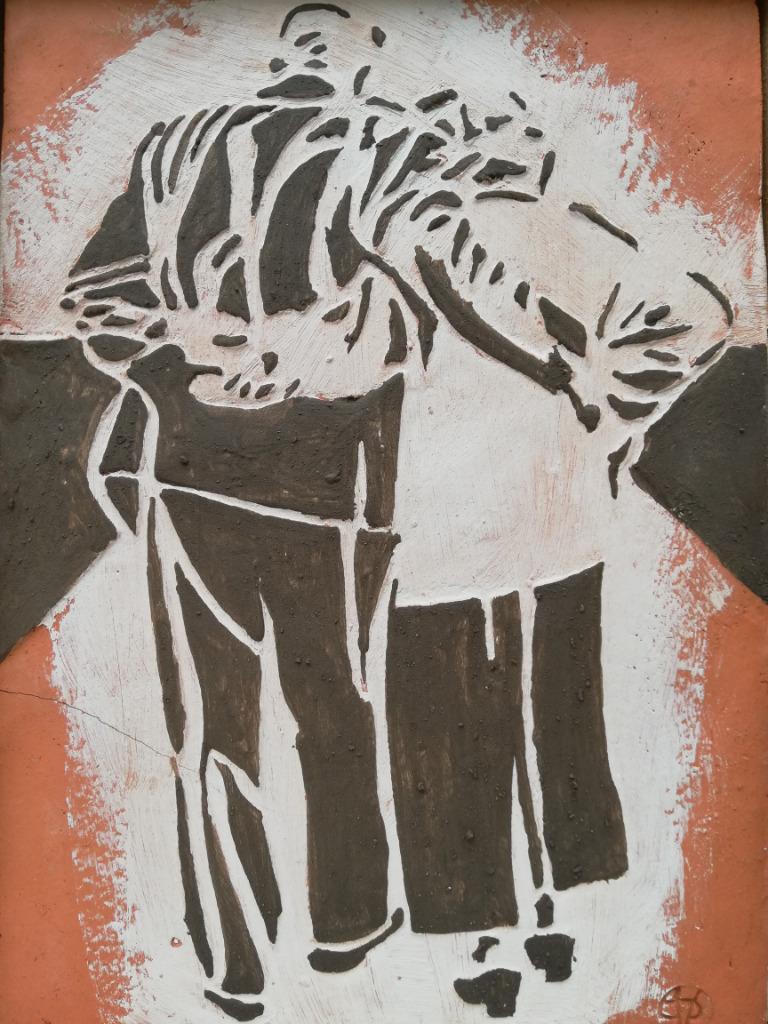 Peter Vanbekbergen - Mooie plaque - een paar op wandel, Antiek en Kunst, Ophalen of Verzenden