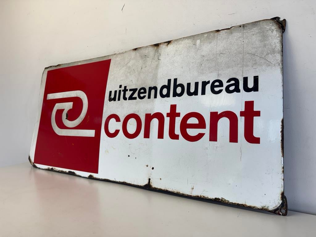 content uitzendbureau emaille bord, Enlèvement ou Envoi