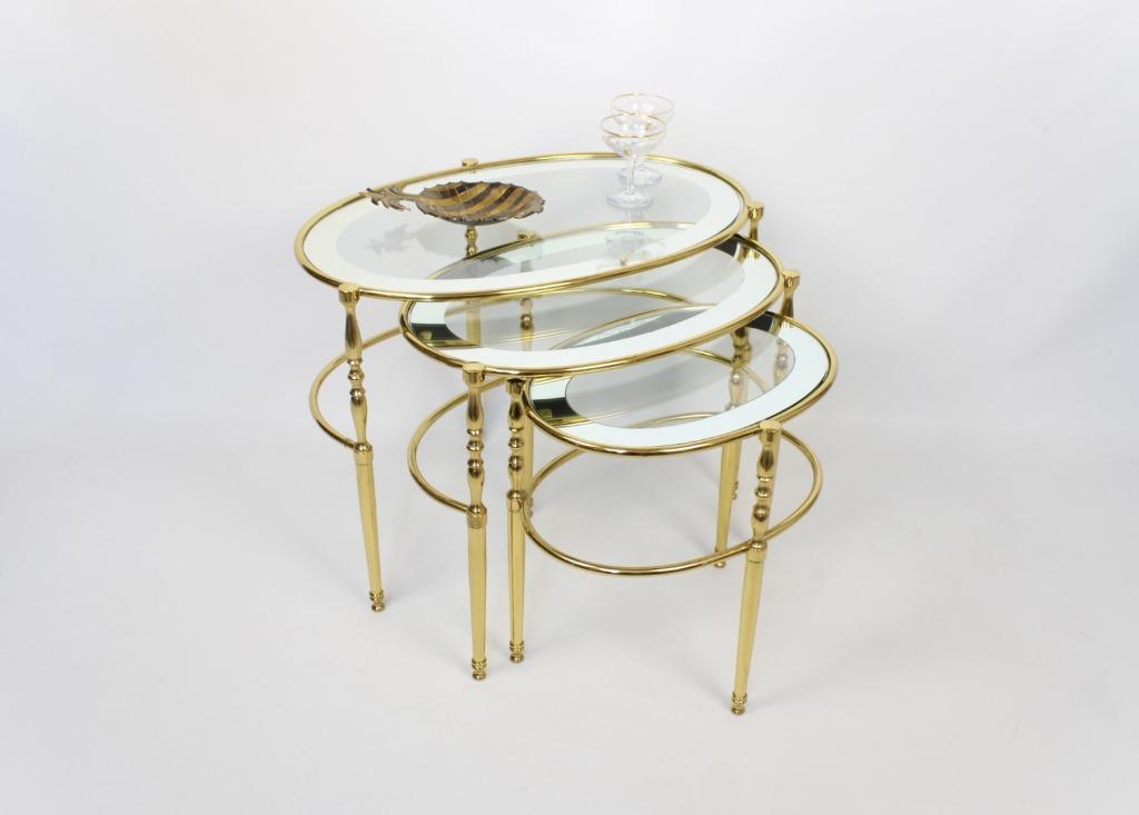 Tables gigognes Hollywood Regency, Maison & Meubles, 25 à 50 cm, Verre, Enlèvement, Utilisé