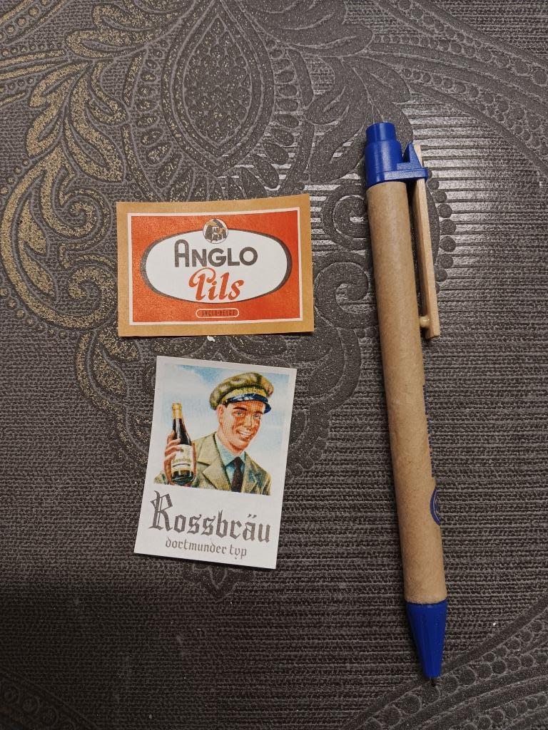 2 Luciferetiketten Anglo Pils Anglo Belge Zulte Rossbrau, Verzamelen, Biermerken, Ophalen of Verzenden, Gebruikt, Overige typen