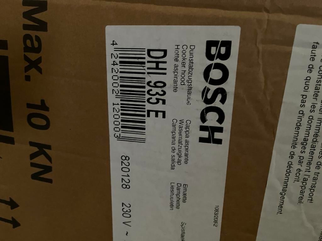Hotte Bosch DHI935E, Electroménager, Enlèvement, Neuf