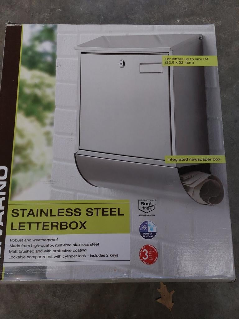 Brievenbus inox met appart krantenvak, Tuin en Terras, Brievenbussen, Ophalen, Nieuw, Inox