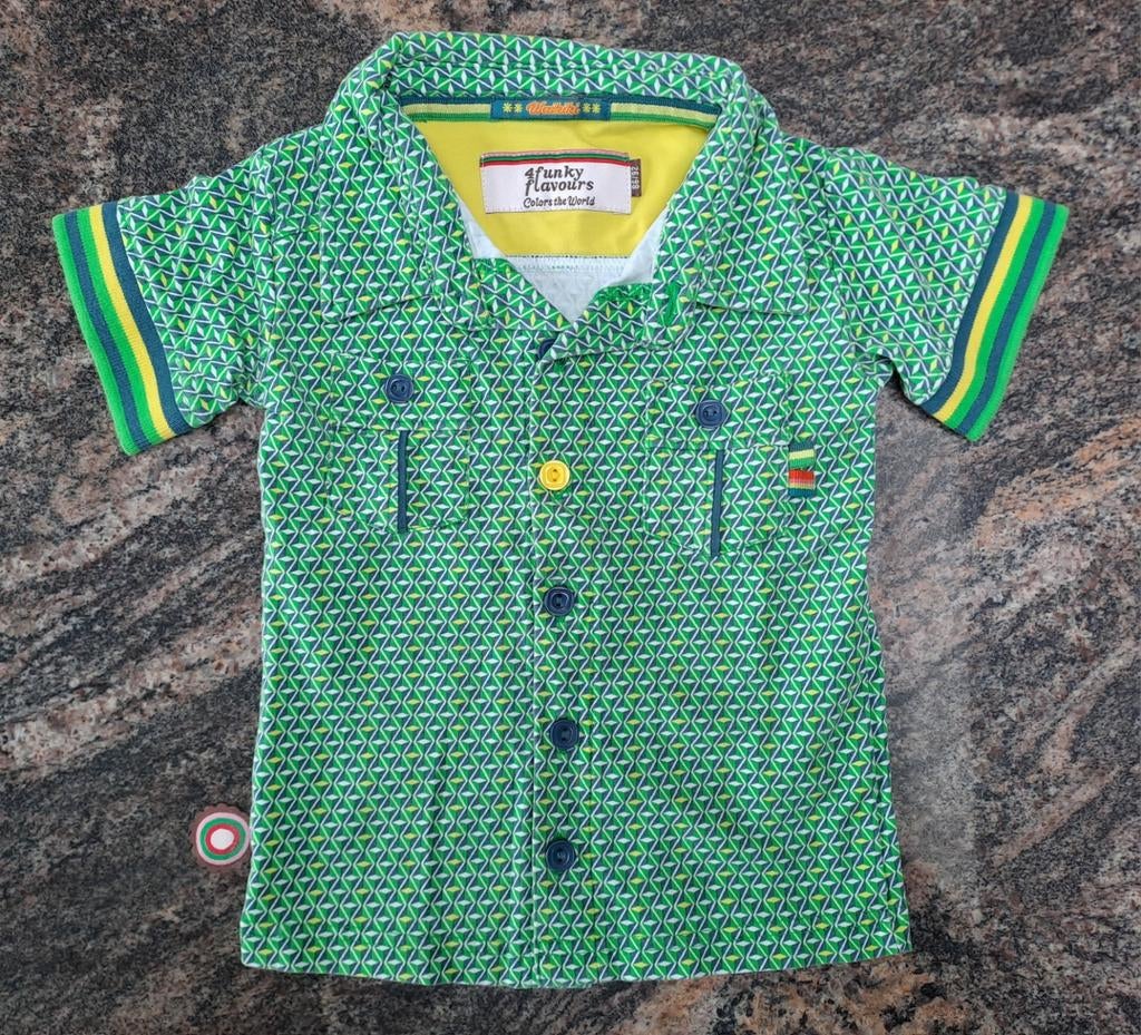 Taille 86-92 Polo/chemise vert jaune, Garçon, Enlèvement ou Envoi, Chemise ou Chemisier, Comme neuf