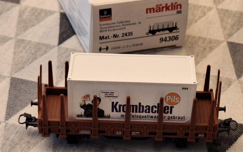Märklin HO 94306 vlakke wagen Krombacher, Ophalen of Verzenden, Zo goed als nieuw, Wagon, Märklin