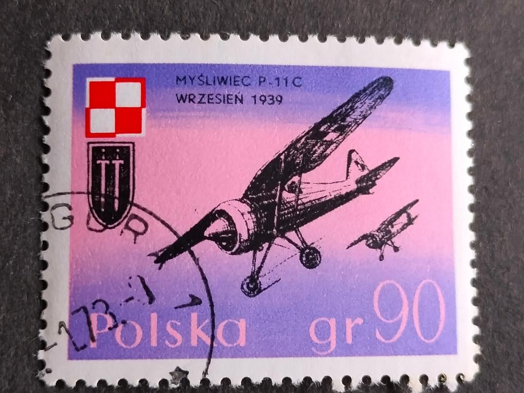 Pologne 1971 - aviation, guerre, avions de chasse P11c, Enlèvement ou Envoi, Pologne, Affranchi