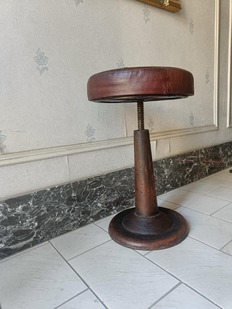 Vintage piano stoel draaibaar, Ophalen, Gebruikt, Bruin, Piano