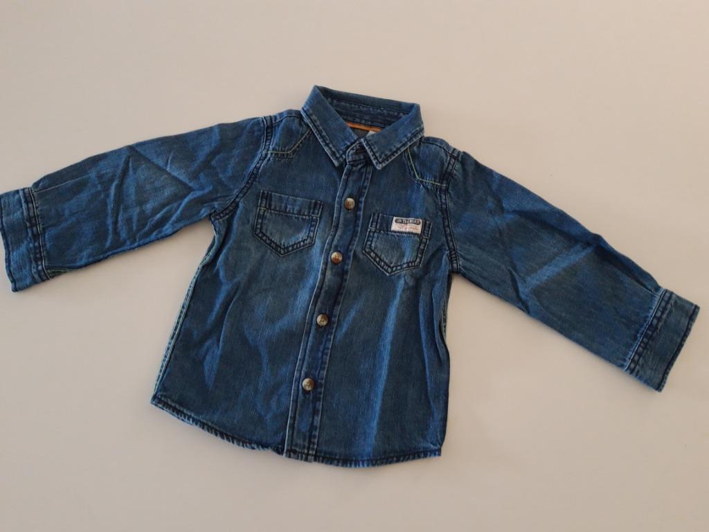 Donkerblauw jeanshemd - Maat 86, Jongetje of Meisje, Ophalen of Verzenden, Zo goed als nieuw, Overhemdje of Bloesje