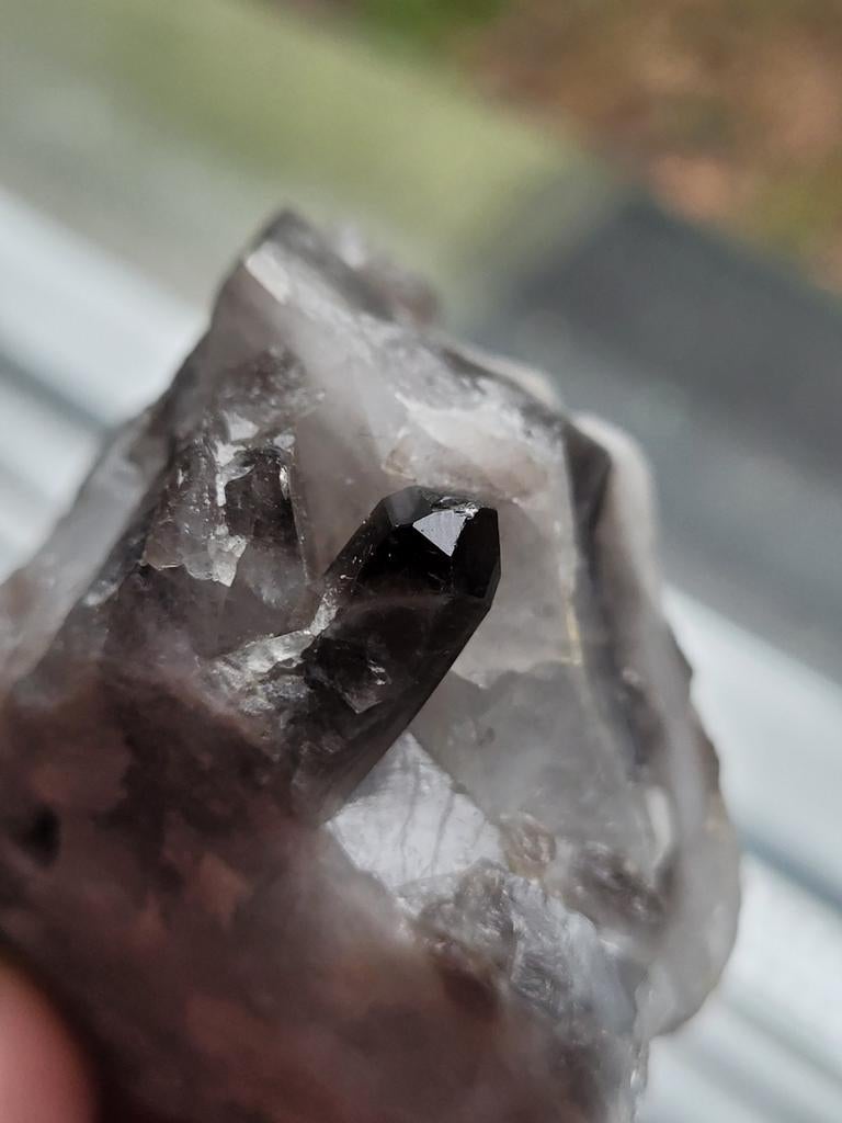 Pointe de quartz fumé dans matrice de quartz et quartz fumé, Collections, Enlèvement ou Envoi, Minéral