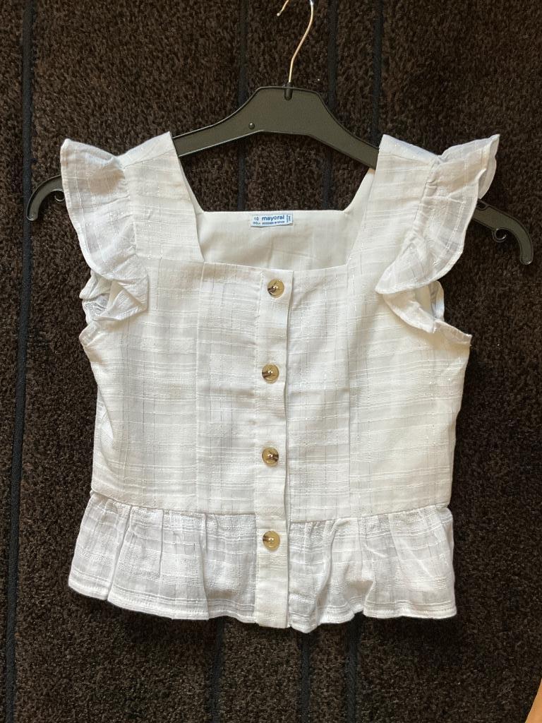 Chemise blanche fille Mayoral 140, Ophalen of Verzenden, Zo goed als nieuw, Meisje, Shirt of Longsleeve