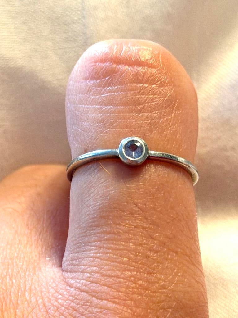 Bague en argent avec pierre bleue claire Taille 49-50, Enlèvement, Comme neuf, Argent, Argent