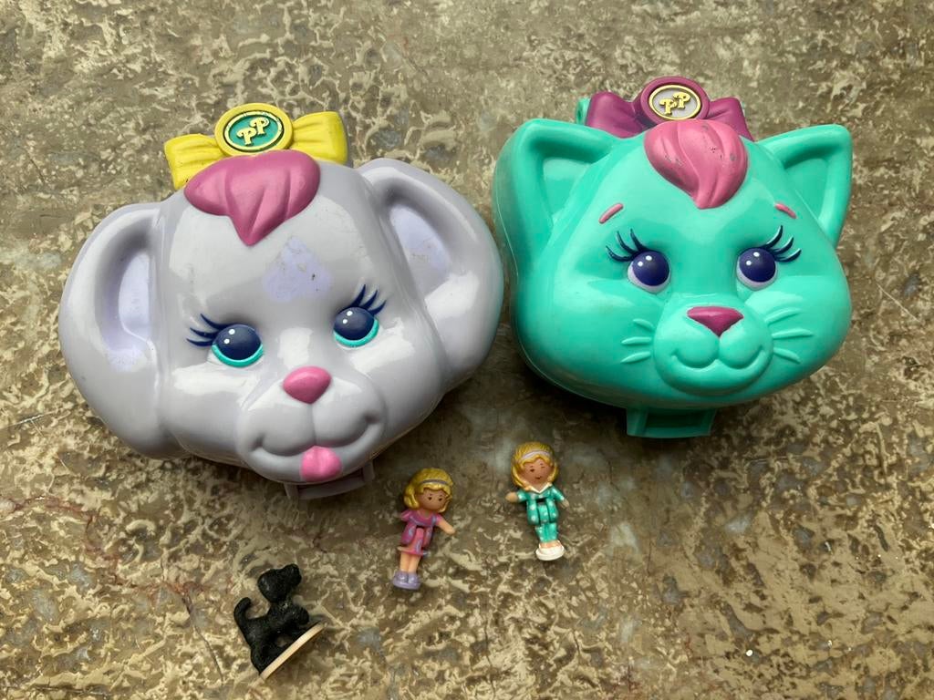 Vintage Polly Pocket Cuddly Kitty en Dazzling Dog Show, Ophalen of Verzenden, Gebruikt