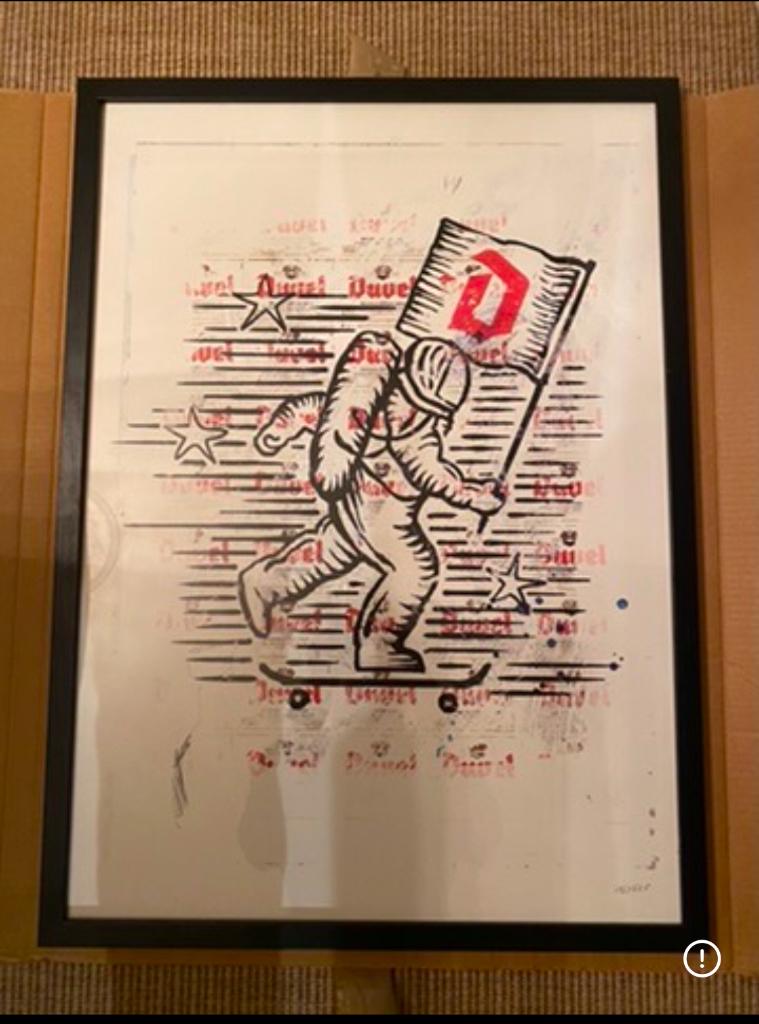 Duvel ness kader astronaut, Verzamelen, Biermerken, Ophalen of Verzenden, Nieuw, Reclamebord, Plaat of Schild, Duvel