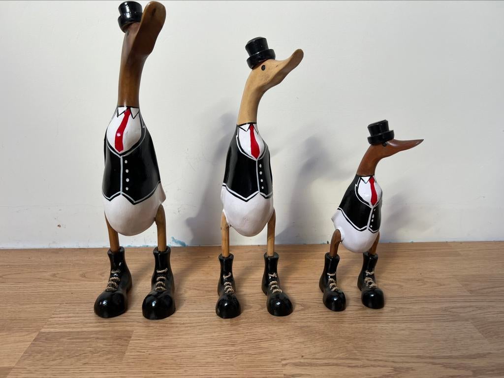 Bamboe eend “ober” handgemaakt en geschilderd, Enlèvement ou Envoi, Comme neuf