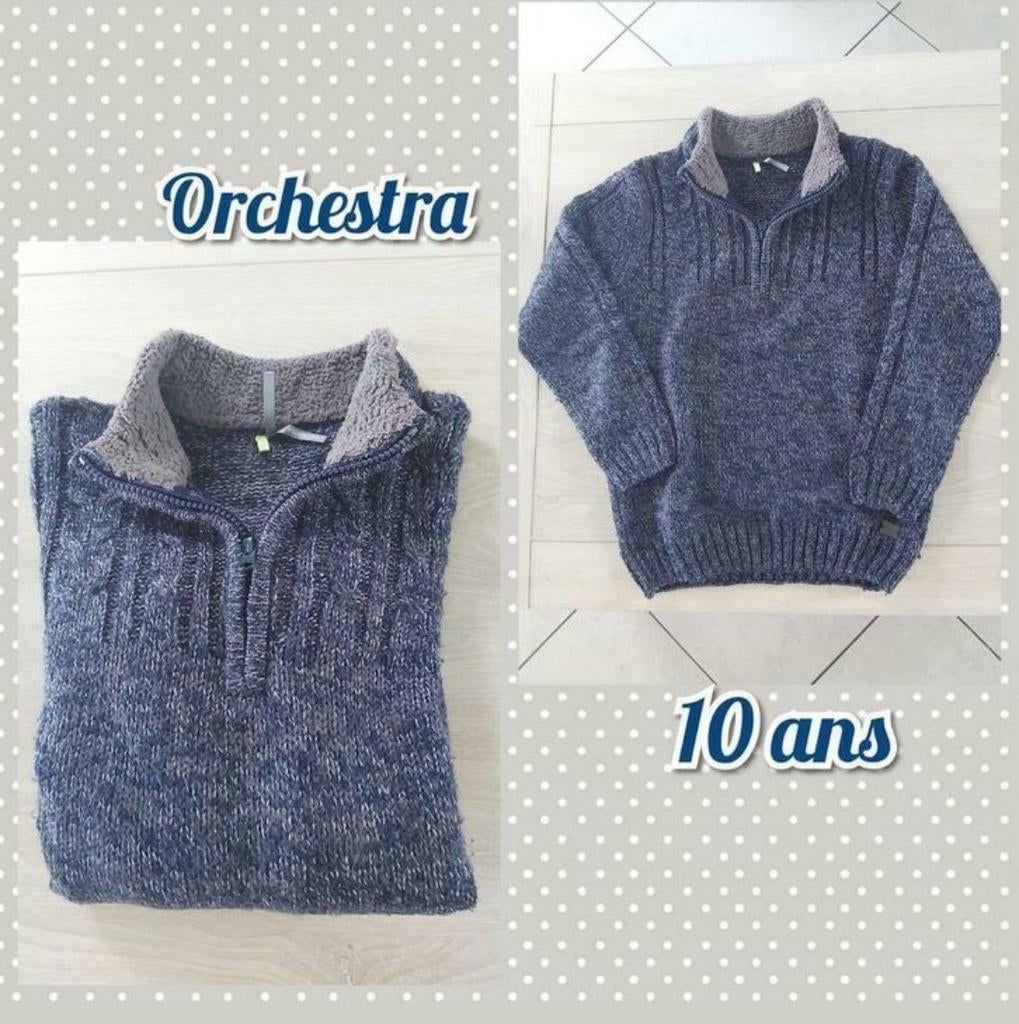 Pull ML pour garçon -Bleu-Orchestra-T.10 ans, Kinderen en Baby's, Kinderkleding | Maat 140, Gebruikt, Trui of Vest, Ophalen of Verzenden