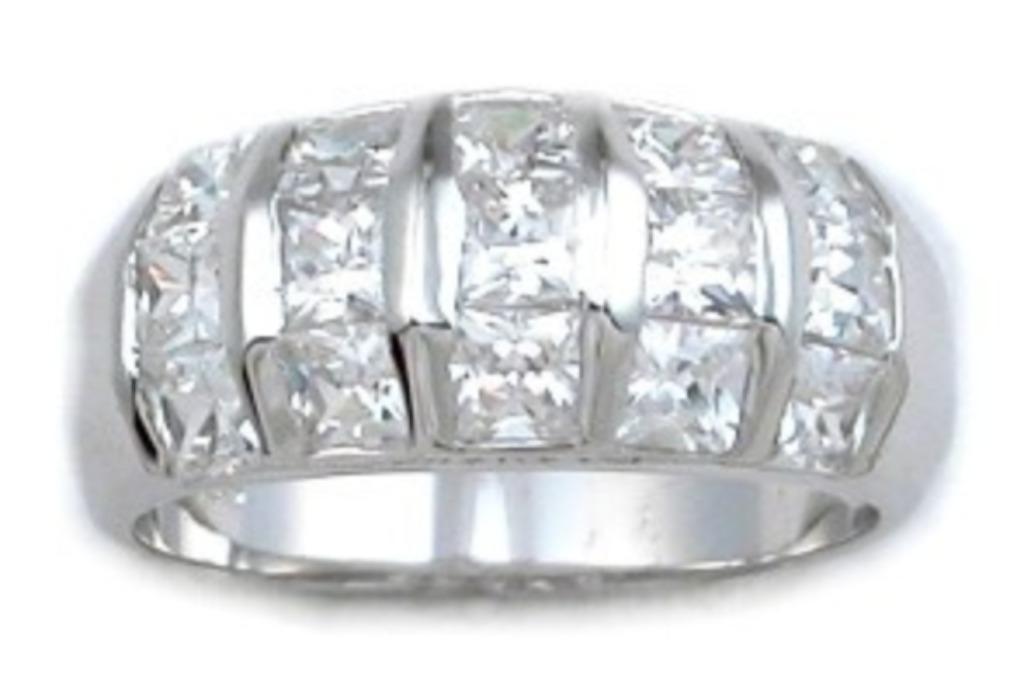 Sterling zilveren ring met zirkonia steentjes - OP=OP!, Handtassen en Accessoires, Ringen, Nieuw, Ophalen of Verzenden, Dame, Zilver